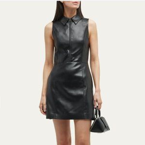 ALICE + OLIVIA Ellis Front-Zip Vegan Leather Mini Dress Size 2